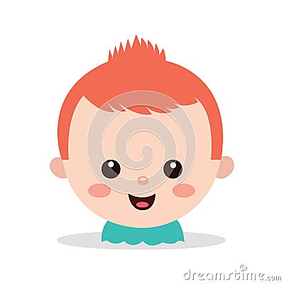 Vector Illustration Artwork Cute youngster with orange spiky haircut. Stock Photo