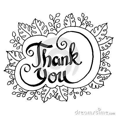 Thank you hand writting typography illustration vector Cartoon Illustration