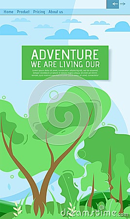 Mobile Adventure and Pure Nature Landing Page Vector Illustration