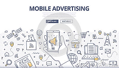 Mobile Advertising Doodle Concept Vector Illustration