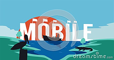 Mobile Alabama with best quality Vector Illustration