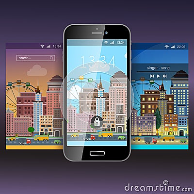 Mobile app application background wallpaper template mockup Vector Illustration