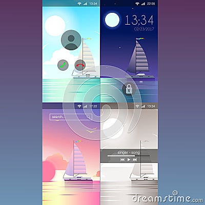 Mobile app application background wallpaper template mockup Vector Illustration