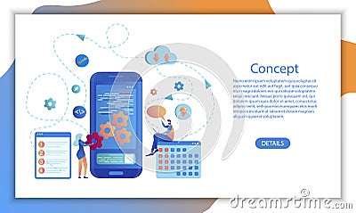 Mobile App Business Calendar Software Design Vector Illustration