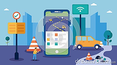 A mobile app for citizens to report issues such as potholes or broken streetlights which are then automatically routed Stock Photo