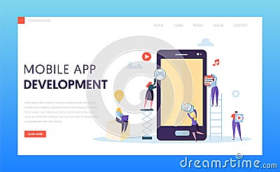 Mobile App Development Ab Test Landing Page. Software Developer Character Provide Ux Innovation Design for Application Vector Illustration