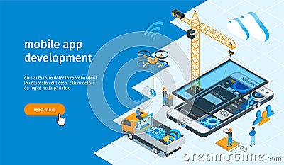 Mobile app development banner 02 Vector Illustration