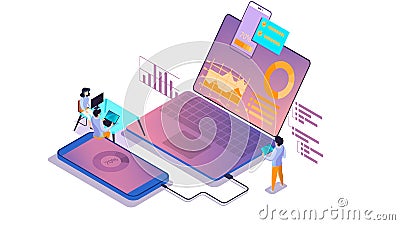 Mobile app development concept. Modern technology illsutration Vector Illustration