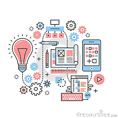 Mobile app development process concept Vector Illustration