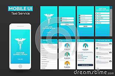 Mobile app Doctor consultation online Material Design UI, UX, GUI. Responsive website. Stock Photo