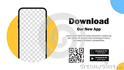 Mobile App. Download app. Banner page for downloading a mobile application. Smartphone blank screen for your applications. Vector Vector Illustration