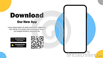 Mobile App. Download app. Banner page for downloading a mobile application. Smartphone blank screen for your applications. Vector Vector Illustration