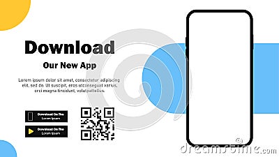 Mobile App. Download app. Banner page for downloading a mobile application. Smartphone blank screen for your applications. Vector Vector Illustration