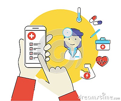 Mobile app for health Vector Illustration