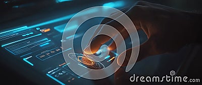 This mobile app interface, powered by AI and designed with a futuristic approach, delivers an optimized user experience Stock Photo