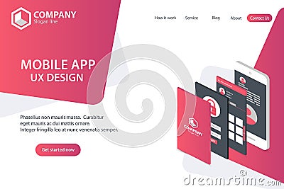 Mobile APP Website Landing Page Vector Template Concept Design Vector Illustration