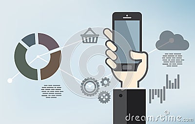 Mobile application development or smartphone app programming Vector Illustration