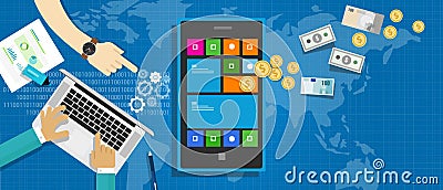 Mobile application economy Vector Illustration