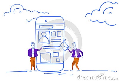 Mobile application interface hr manager resume profile online vacancy concept smartphone app online chat communication Vector Illustration
