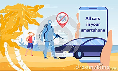 Mobile Application for Rent Car on Quarantine Vector Illustration