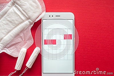 Mobile application to track your menstrual cycle and for marks. PMS and the critical days concept. Stock Photo