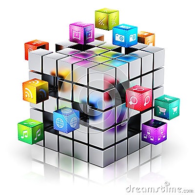 Mobile applications and media technology concept Stock Photo