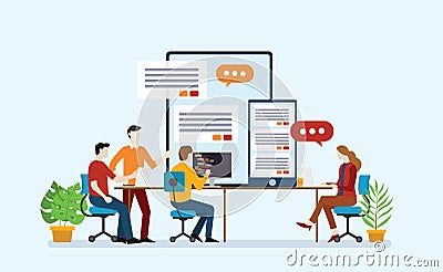 Mobile apps application development with team of startup programmer working together in the office Stock Photo
