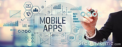 Mobile apps with businessman Stock Photo