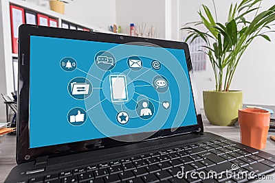 Mobile apps concept on a laptop Stock Photo
