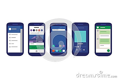 Mobile apps user interface with material design style flat Vector Illustration