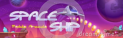 Mobile arcade with space ship interstellar shuttle Vector Illustration