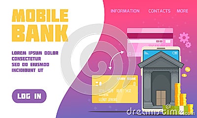 Mobile Bank Service Poster Vector Illustration