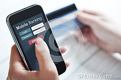 Mobile banking concept Stock Photo