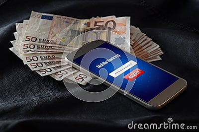 Mobile banking hack and cyber security concept. Stock Photo