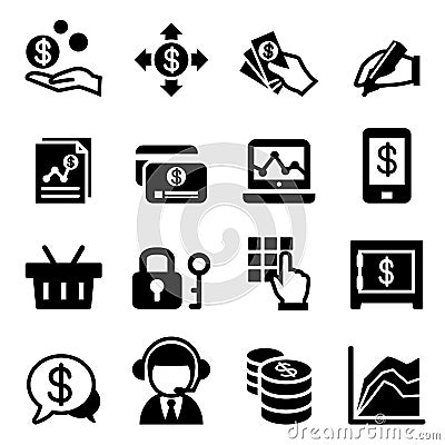 Mobile banking icon Cartoon Illustration