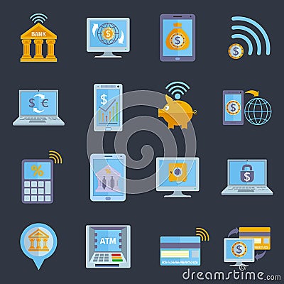 Mobile banking icons Vector Illustration