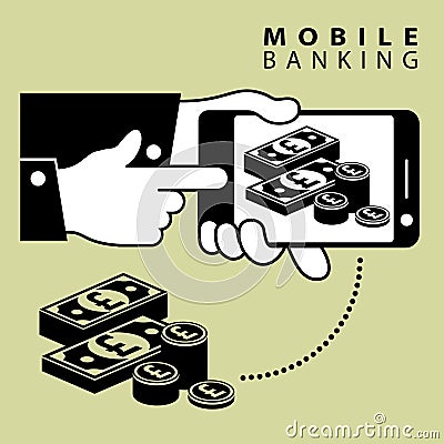 Mobile banking. Pond Vector Illustration
