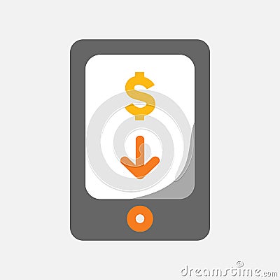 Mobile banking, receiving money transfer, flat vector illustration Vector Illustration