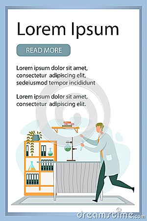 Mobile Banner Page Presenting New Chemical Lab Vector Illustration