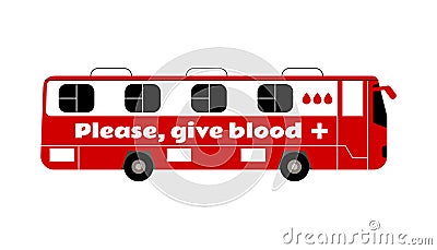 Mobile blood donation bus Vector Illustration