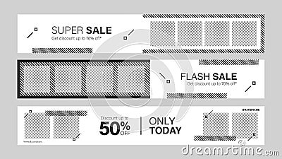 Sale mobile banner for website or internet ads. Promotion sale banner with geometry style. Vector illustration Vector Illustration
