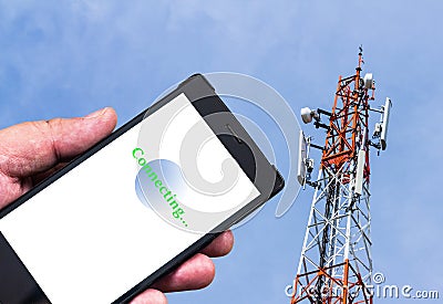 Mobile and Broadcast Tower Stock Photo