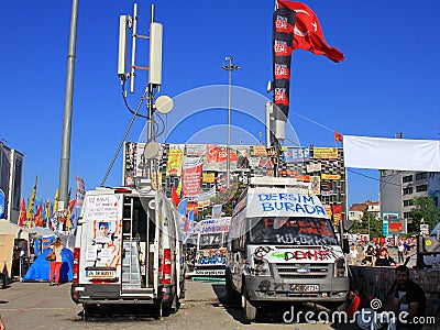 Mobile broadcast trucks Editorial Stock Photo