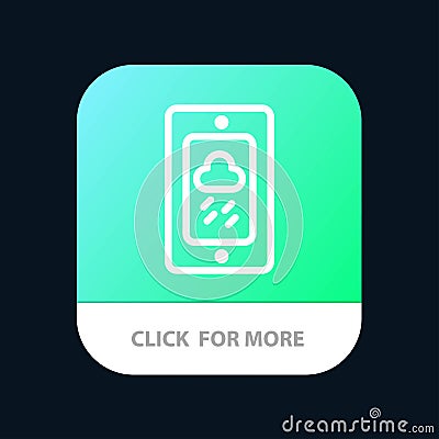 Mobile, Chalk, Weather, Rainy Mobile App Button. Android and IOS Line Version Vector Illustration