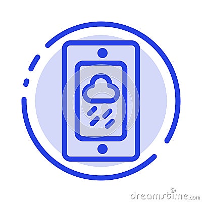 Mobile, Chalk, Weather, Rainy Blue Dotted Line Line Icon Vector Illustration