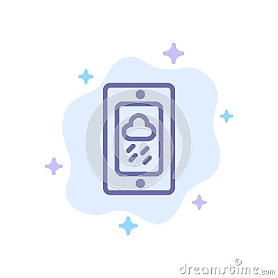 Mobile, Chalk, Weather, Rainy Blue Icon on Abstract Cloud Background Vector Illustration