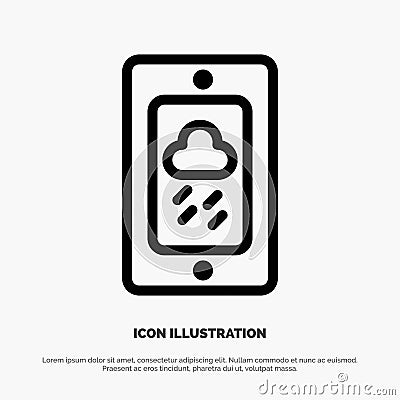 Mobile, Chalk, Weather, Rainy Line Icon Vector Vector Illustration