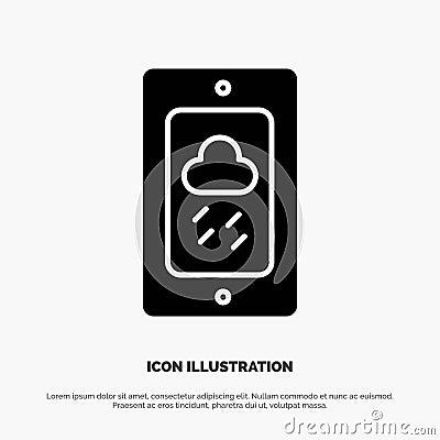 Mobile, Chalk, Weather, Rainy solid Glyph Icon vector Vector Illustration