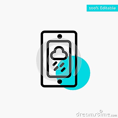 Mobile, Chalk, Weather, Rainy turquoise highlight circle point Vector icon Vector Illustration