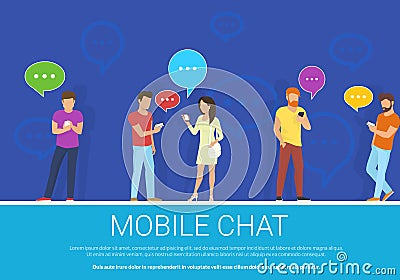 Mobile chat flat concept vector illustration Vector Illustration